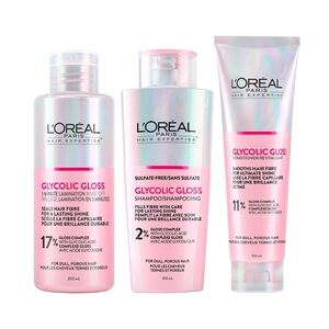 L'Oreal Glycolic Gloss Hair Care Trio - Pink and White